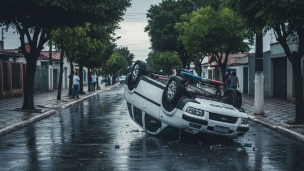 Viatura da PM capota em João Pessoa sem feridos